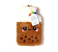 Puckator Bubble Tea Foodiemals Hot Water Bottle with Plush Cover - Hot Heat and Ice Cold Cool Pack Packs Bag Bottles for Sport Injuries Knee Back Pain - Bed Warmer - Wellness Health Products