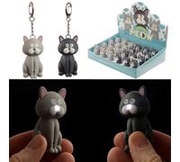 Puckator Cat LED Keyring with Meowing Sound - Key Chains For Men - Key Wallets For Men - Small Toys For Mystery Boxes - Small Gifts For Kids - Keychain Cute - Metal And Resin Keyring