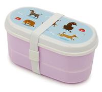 Puckator Catch Patch Dog Stacked Bento Box - Lunch Box for Adults and Kids with Compartments and Fork & Spoon - Snack Box - Food Containers with Lids - Stackable Snack Pots for Kids - Meal Prep
