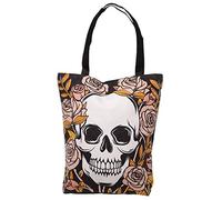 Puckator CBAG86 Skulls and Roses Reusable Zip Up Cotton Bag