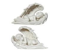 Puckator Cherub Sleeping, Long Wings - Romantic Modern Love Wedding Gift Gifts For Girlfriend - Fairy Fairies Grave Ornaments Figurine - Valentines Day Gifts For Her Him - Home Decor