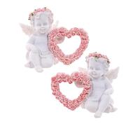 Puckator Cherub with Pink Rose Heart - Romantic Modern Love Wedding Gift Gifts For Girlfriend - Fairy Fairies Grave Ornaments Figurine - Valentines Day Gifts For Her Him - Home Decor