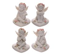 Puckator Cherubs With Pink Roses Sitting on a Heart - Romantic Modern Love Wedding Gift Gifts For Girlfriend - Fairy Fairies Grave Ornaments Figurine - Valentines Day Gifts For Her Him - Home Decor
