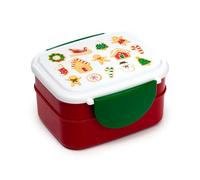 Puckator Christmas Baker Street Gingerbread Clip Lock Stacked Bento Lunch Box with Cutlery - Lunchbox for Adults Kids with Compartments - Stackable Snack Box Pot For Kids - Food Containers With Lids