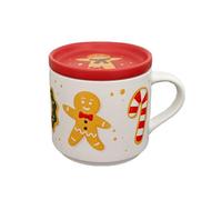 Puckator Christmas Baker Street Porcelain Mug & Coaster Lid Set - Funny Home Accessories - Cute Gifts for Girlfriend - Large Mugs for Men Women Hot Drinks - Cups Presents - Secret Santa Gift Cup Set