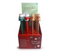 Puckator Christmas Festive Friends Bunny Rabbit Erasable Pen with Topper - Cool Cute Aesthetic Back To School Supplies Erasable Gel Pens - Pen With Eraser Rubber For Kids Office Writing Drawing