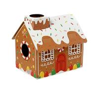 Puckator Christmas Gingerbread Lane Cat Playhouse Build it Yourself Cardboard Cat Den Tree Tower - Scratch Post - Cats Play Shelter House - Kitten Den Beds For Indoor - Accessories - Bed Cave Kennel