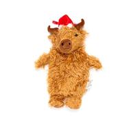 Puckator Christmas Highland Coo 1L Hot Water Bottle with Plush Cover - Hot Heat and Ice Cold Cool Pack Packs Bag Bottles for Sport Injuries Knee Back Pain - Bed Warmer - Wellness Health Products