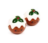 Puckator Christmas Pudding Foodiemals Ceramic Salt & Pepper Set