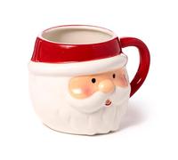 Puckator Christmas Santa Head Ceramic Shaped Mug - Funny Home Accessories - Cute Gifts for Girlfriend - Large Mugs for Men Women Hot Drinks - Cups Presents - Secret Santa Gift Cup Set