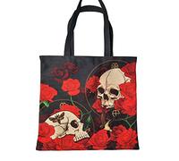Puckator Contemporary Skull & Rose Shopper Bag with Zip, Design, Contemporary