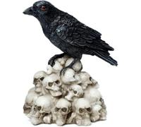 Puckator Crow Standing on Pile of Skulls Ornament - Home Decoration - Crow on Skulls - Ornaments - Resin - Home Accessories - Living Room Accessories - Human Skeleton - Goth Gifts For Men