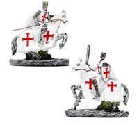 Puckator Crusader Knight on Horseback Defender - Medieval Knight Knights Toys Toy Figures Figurines Home Decor Decoration - Knights of The Past - Templar Miniature Action Figures - Resin Ornament