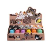 Puckator Cute Cat Highlighter Pen with Topper - Cute Cool Aesthetic Non Smudge Pens for School Office Writing Drawing Journaling - Collage Essentials Pens - Stationary Set - Pen