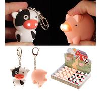Cute L.E.D. Light Up Farmyard Keyring Key Chain Torch Pig or Cow
