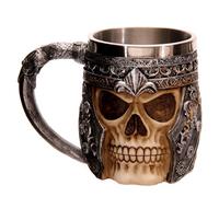 Puckator Dark Legends Skull Warrior Tankard - Pint Glass - Viking Goblet - Fantasy Home Decoration - Beer Mugs - Viking Cup - Cool Glasses for Drinking - Tankers for Men - Resin
