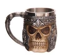 Puckator Dark Legends Skull Warrior Tankard - Pint Glass - Viking Goblet - Fantasy Home Decoration - Beer Mugs - Viking Cup - Cool Glasses for Drinking - Tankers for Men - Resin