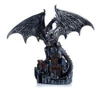 Puckator Dark Legends Wings of Magic Silver Castle Guardian Dragon - Home Decoration - Ornaments - Resin - Home Accessories - - Living Room Accessories - Fantasy Gifts For Men