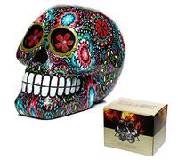Puckator Day of the Dead Floral Print Skull Ornament - Home Decoration - Floral skull - Ornaments - Resin - Home Accessories - Living Room Accessories - Human Skeleton - Goth Gifts For Men