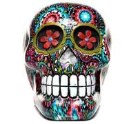 Puckator Day of the Dead Floral Print Skull Ornament - Home Decoration - Floral skull - Ornaments - Resin - Home Accessories - Living Room Accessories - Human Skeleton - Goth Gifts For Men