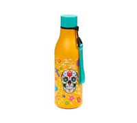 Puckator Day of The Dead Hot & Cold Drinks Bottle 500ml - Reusable Insulated Active Water Bottle Flask for Girls and Boys with A Carry Handle & Straw - Bpa Free - for School Nursery