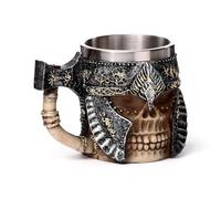Puckator Decorative Axe Handle Armoured Skull Tankard - Beer Gift Glasses for Him - Viking Drinking Mug Mugs Horn Gifts for Men - Mens Stuff - Metal Cup Jug Glass - Home Decor Accessories