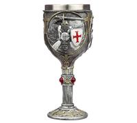 Puckator Decorative Crusader Knight on Horse Back Goblet - Knights Templar Goblet - Unbreakble Funky Wine Glasses - Medieval Templar Fantasy Gifts - Funny Glasses Drinking - Home Design