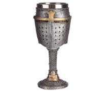 Puckator Decorative Medieval Helmet and Chain Mail Goblet - Knights Templar Goblet - Unbreakble Funky Wine Glasses - Medieval Templar Fantasy Gifts - Funny Glasses Drinking - Home Design
