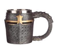 Puckator Decorative Medieval Helmet and Chain Mail Tankard - Beer Gift Glasses for Him - Viking Drinking Mug Mugs Horn Gifts for Men - Mens Stuff - Metal Cup Jug Glass - Home Decor Accessories
