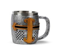 Puckator Decorative Medieval Knight Silver and Gold Helmet Tankard - Beer Gift Glasses for Him - Viking Drinking Mug Mugs Horn Gifts for Men - Mens Stuff - Metal Cup Jug Glass Home Decor Accessories