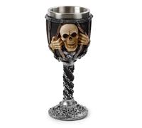 Puckator Decorative Skull with Chains Goblet I Skull Themed - Home Decoration - Wine Goblet - Fantasy Decorative Home Accessories - Stainless Steel - Resin
