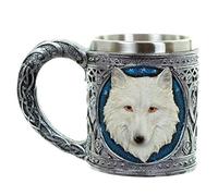 Puckator Decorative White Wolf Tankard - Presents for Men - Norse Nordic Viking Cup Mug - Pagan Gifts - Keepsake - Gift for Dads - Beer Tankard - Large Drinking Glasses - Man Present - Dad Mens Stuff