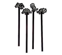 Puckator Dinosaur Pencil with Glow in The Dark Skeleton Eraser - Eraser Pencil - Pencils with Rubbers - Pencils with Erasers - Stationary Set for School & Office - Cute Pencils Back to School Gifts