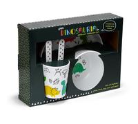 Puckator Dinosauria Jr 5 Piece RPET Kids Cup, Bowl, Plate & Cutlery Set