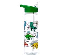 Puckator Dinosauria - Kids Drinks Bottle With Flip Straw - Reusable Water Bottle For Girls And Boys With A Carry Handle - Bpa Free - For School Nursery - Cute Dinosaur Design - Pp 550ml