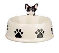 Puckator Dog Squad French Bulldog on Rim Ceramic Pet Food Water Bowl - Dog Cat Bowls - Pet Bowl - Feeding & Watering Supplies For Cats - Cat Essentials - Feeding Food Bowls for Cats Dogs Ceramic Bowl