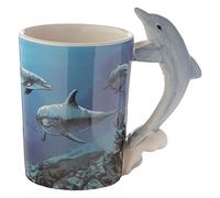 Puckator Dolphin Underwater Decal Ceramic Shaped Handle Tea Coffee Mug - Funny Home Accessories Cute Gifts for Girlfriend Large Mugs for Men Women Hot Drinks Cups Presents Secret Santa Gift