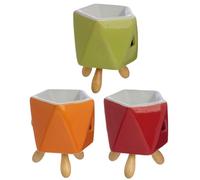 Puckator Eden Abstract Bold Colours Ceramic Oil Burner with Feet - Wax Melt Burners Warmer - Boho Bedroom Decor Diffuser Scent Tea Light Burner Holder - House Warming Gift - Aromatherapy Set