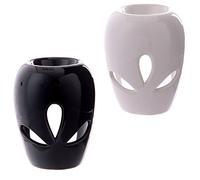 Puckator Eden Ceramic Bulbous Shaped Petal Cut Out Oil Burner -Ceramic -Living Room Accessories - Wax Liquidizer - For Essential Oils - Wax Burners - Scents Melter - Wax Melt Holder - Room Fragrance