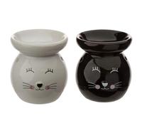 Puckator Eden Ceramic Cat Face Oil Burner -Ceramic -Living Room Accessories - Wax Liquidizer - Oil Burners For Essential Oils - Wax Burners - Scents Melter - Wax Melt Holder - Room Fragrance