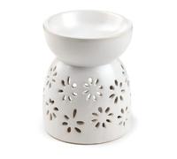 Puckator Eden Daisy Cut Out Ceramic Oil & Wax Melt Burner - Wax Melt Burners Warmer - Boho Bedroom Decor Diffuser Scent Tea Light Burner Holder - House Warming Gift - Aromatherapy Set