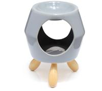 Puckator Eden Grey Abstract Ceramic Oil Burner with Feet - Wax Melt Burners Warmer - Boho Bedroom Decor Diffuser Scent Tea Light Burner Holder - House Warming Gift - Aromatherapy Set