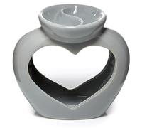 Puckator Brûleur à Huile et Cire Fondant Avec Separation-Grey à Coeur Shape Essential Oil Burners, Multicoloured, Single