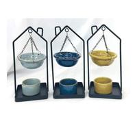 Puckator Eden Hanging Oil Burner with House Shaped Stand - Wax Melt Burners Warmer - Boho Bedroom Decor Diffuser Scent Tea Light Burner Holder - House Warming Gift - Aromatherapy Set