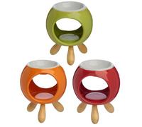 Puckator Eden Round Ceramic Oil Burner with Feet - Wax Melt Burners Warmer - Boho Bedroom Decor Diffuser Scent Tea Light Burner Holder - House Warming Gift - Aromatherapy Set