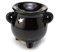 Puckator Eden Small Black Cauldron Oil Burner -Ceramic -Living Room Accessories - Wax Liquidizer - Oil Burners For Essential Oils - Wax Burners - Scents Melter - Wax Melt Holder - Room Fragrance