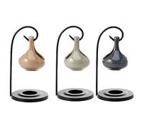 Puckator Eden Teardrop Shape Hanging Oil Burner with Stand -Ceramic -Living Room Accessories - Wax Liquidizer - For Essential Oils - Wax Burners - Scents Melter - Wax Melt Holder - Room Fragrance