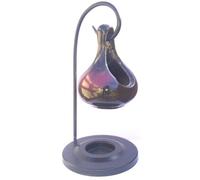 Puckator Eden Teardrop Shape Hanging Oil Burner with Stand -Ceramic -Living Room Accessories - Wax Liquidizer - For Essential Oils - Wax Burners - Scents Melter - Wax Melt Holder - Room Fragrance