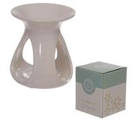 Puckator Eden White Tear Drop Ceramic Oil & Wax Melt Burner - Wax Melt Burners Warmer - Boho Bedroom Decor Diffuser Scent Tea Light Burner Holder - House Warming Gift - Aromatherapy Set