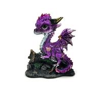 Puckator Elements Cute Baby Amethyst Woodland Dragon - Cute Fantasy Living Room Decor - Aesthetic Feng Shui Meditation Accessories - Garden Ornaments - Shelf Desk Decorations - Home Gifts - Statues